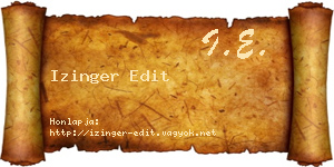 Izinger Edit névjegykártya